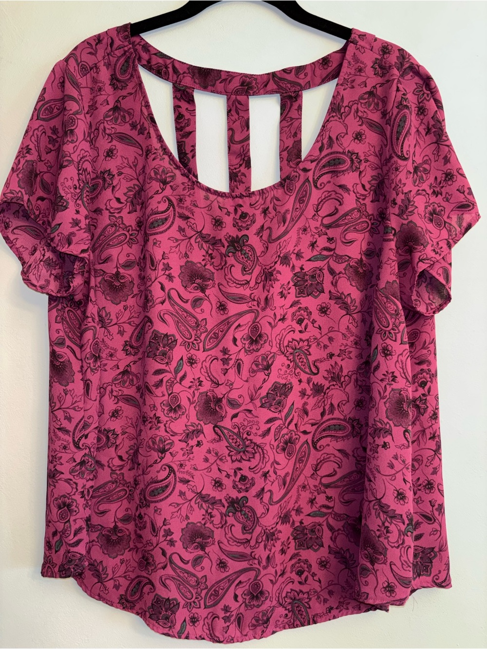 Torrid Purple Paisley Cutout Blouse - size 1
